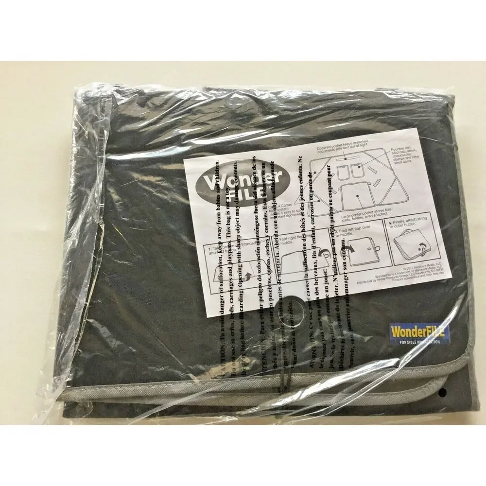 Wonderfile Portable‎ Workstation Black Gray trim Office Files Folder Pen NEW